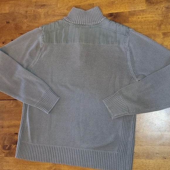 Quarter Zip Ribbed Sweater/ Olive Green/ Large Size/ Quality Fabric - Picture 3 of 3